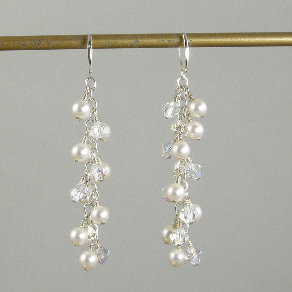 Kate Spade New York White Pearl Caviar Crystal Cluster Stud Fashion Earrings  - Helia Beer Co